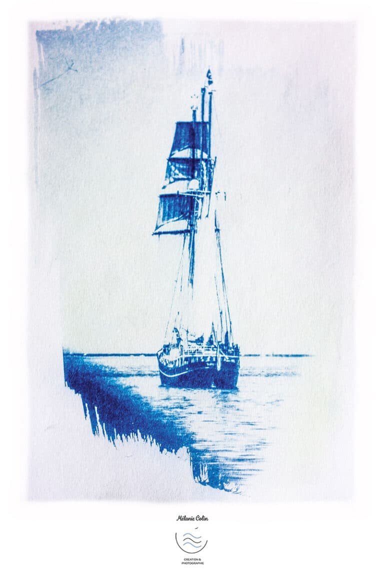 Carte postale 10x15 Cyanotype Bateau