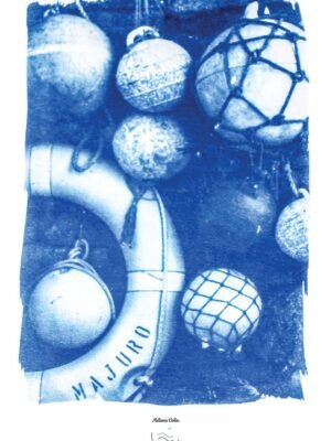 Carte postale cyanotype bouée et flotteurs