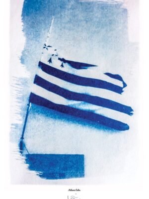 Carte postale cyanotype drapeau breton