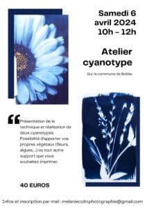 Atelier cyanotype à Brélès le 6 avril 2024
