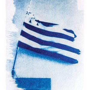 Carte postale cyanotype drapeau breton